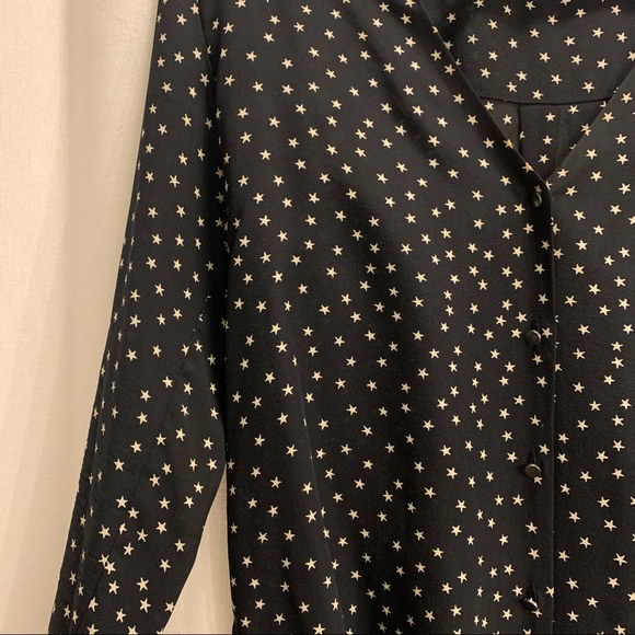 Madewell Star Scatter Blouse - Silk black & White tie sleeve French top - Picture 7 of 8